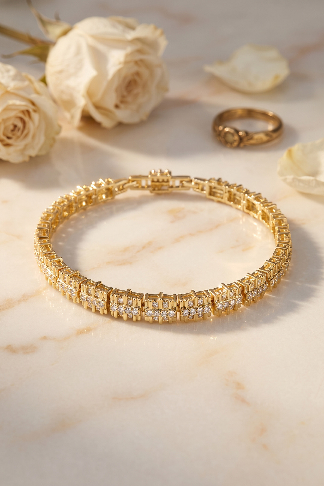 Tegan Gold Renk Pirinç Elegance Zirkon Taşlı Kadın Bileklik TG27BB8906 - Görsel 1