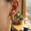 Tegan Gold Renk Damla Küpe 30 mm TG27BKP12198 - Thumbnail Image 2