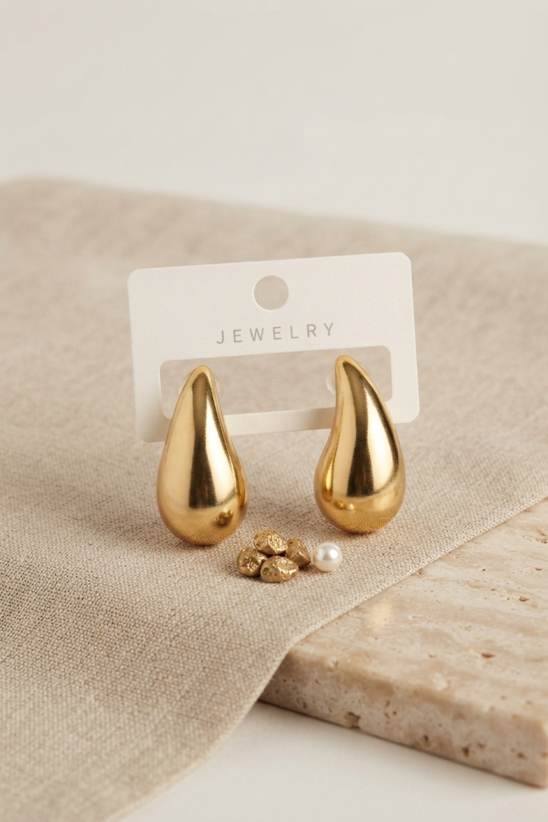 Tegan Gold Renk Damla Küpe 30 mm TG27BKP12198 - Görsel 1